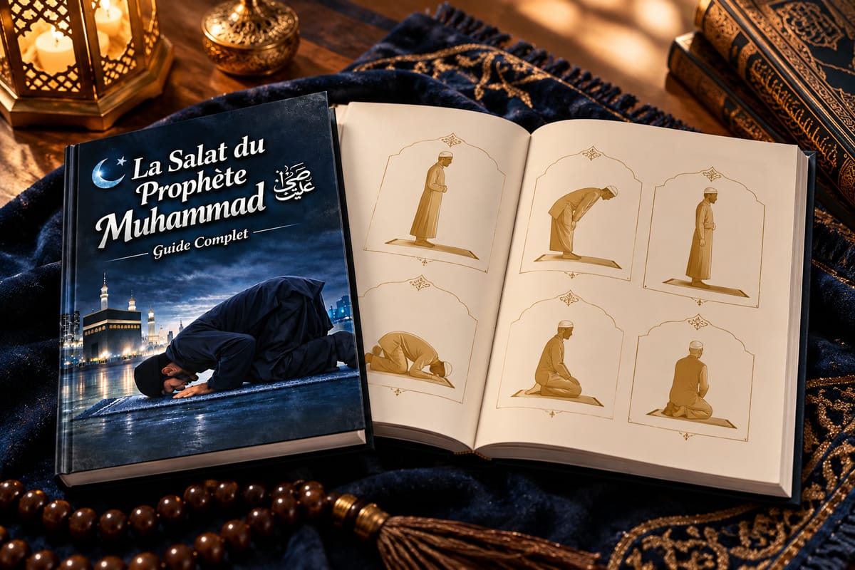 Le guide ouvert sur les positions de la prière